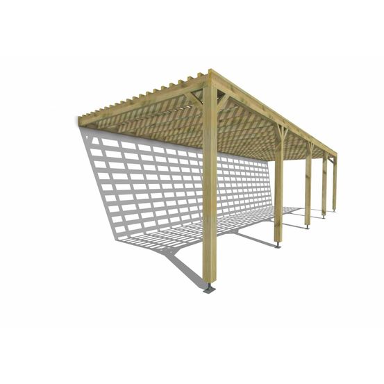 Pergola bois • 10m x 3m • adossée • sens profondeur • lattage bois • livraison comprise