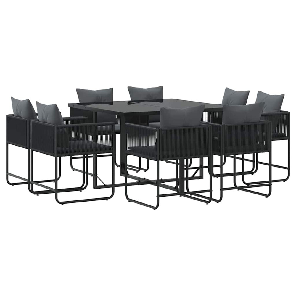 Ensemble de salle à manger pour jardin 9 pcs noir acier