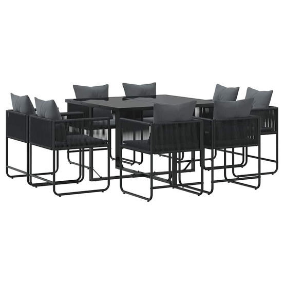 Ensemble de salle à manger pour jardin 9 pcs noir acier