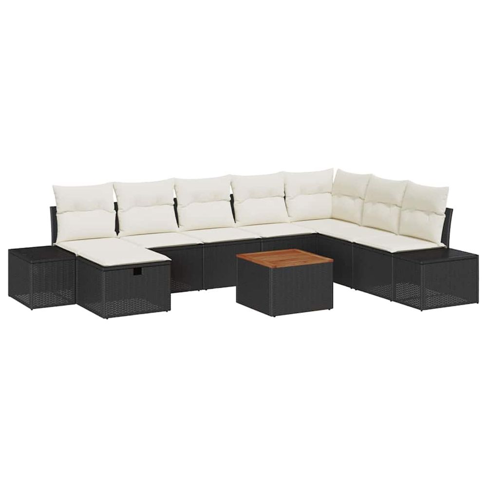 Ensemble de canapé de jardin 9 pc noir polyrotin