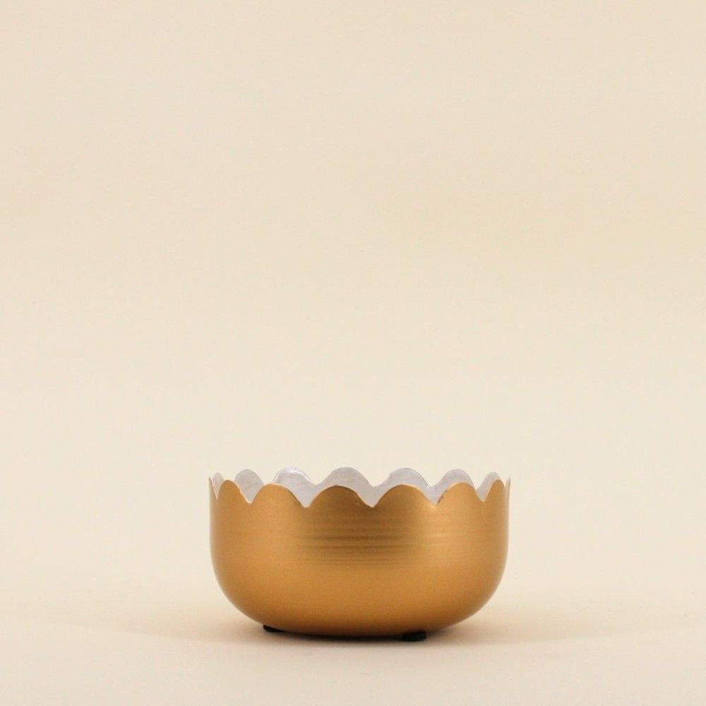 Vide poche en métal doré aspect nacré 14cm
