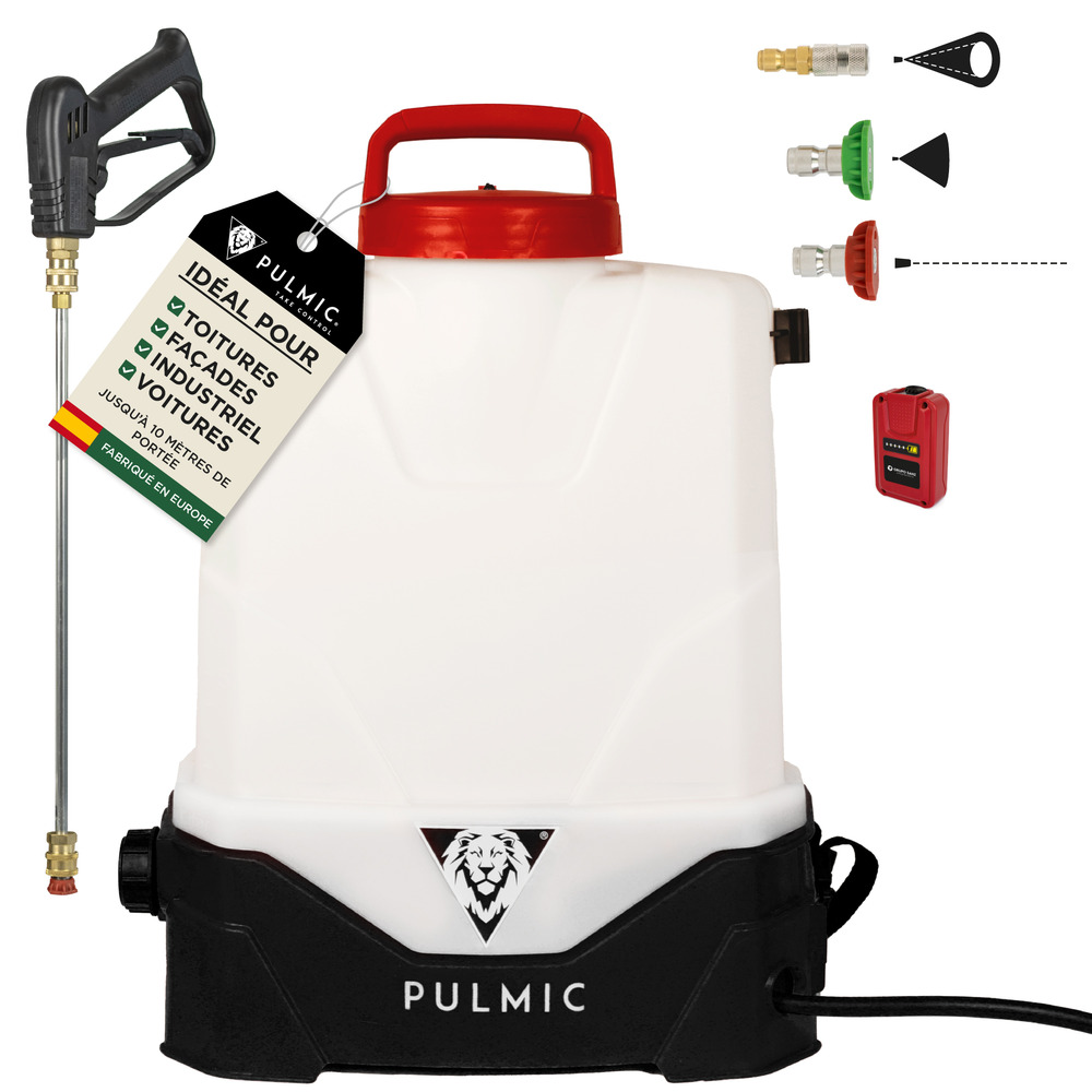 Pulvérisateur électrique spécial toiture et nettoyage, 7 bars projette à 10m avec lance en acier inox, kit de buses, batterie lithiu