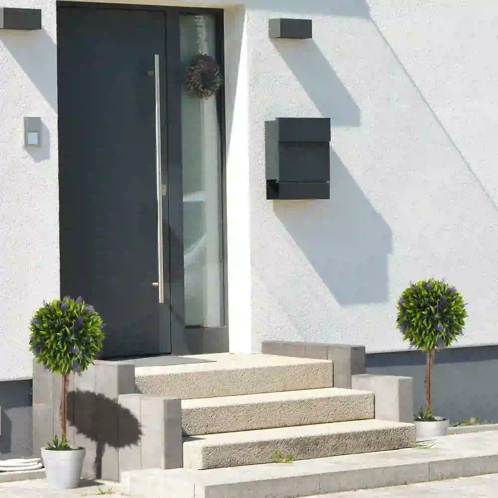 Lot de 2 plantes artificielles avec fleurs de lavande, tronc et pot inclus - hauteur 60 cm vert