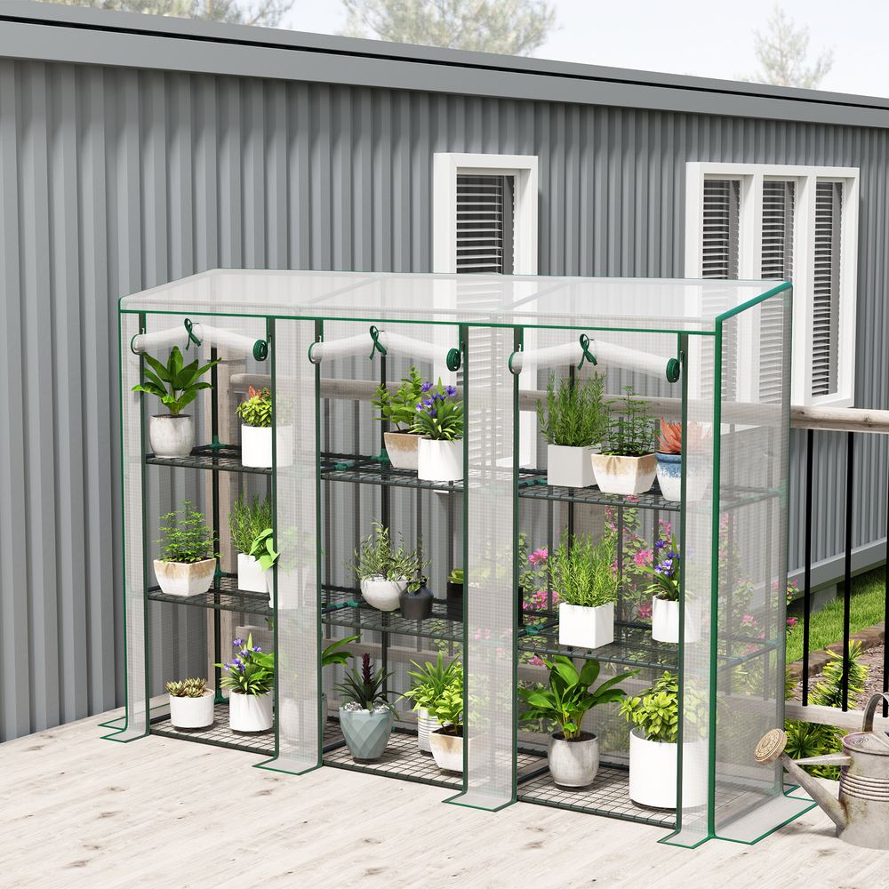 Serre de jardin pe blanc 215 x 46 x 151 cm 9 étagères pour semis et plantes protection pluie - comfortxl outdoor living