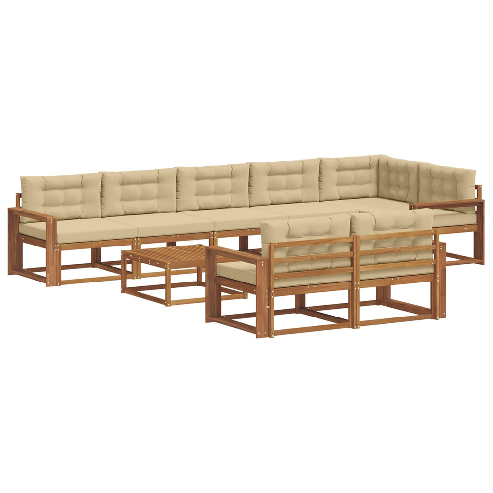 Ensemble de canapés d'extérieur 9 pcs naturel et beige