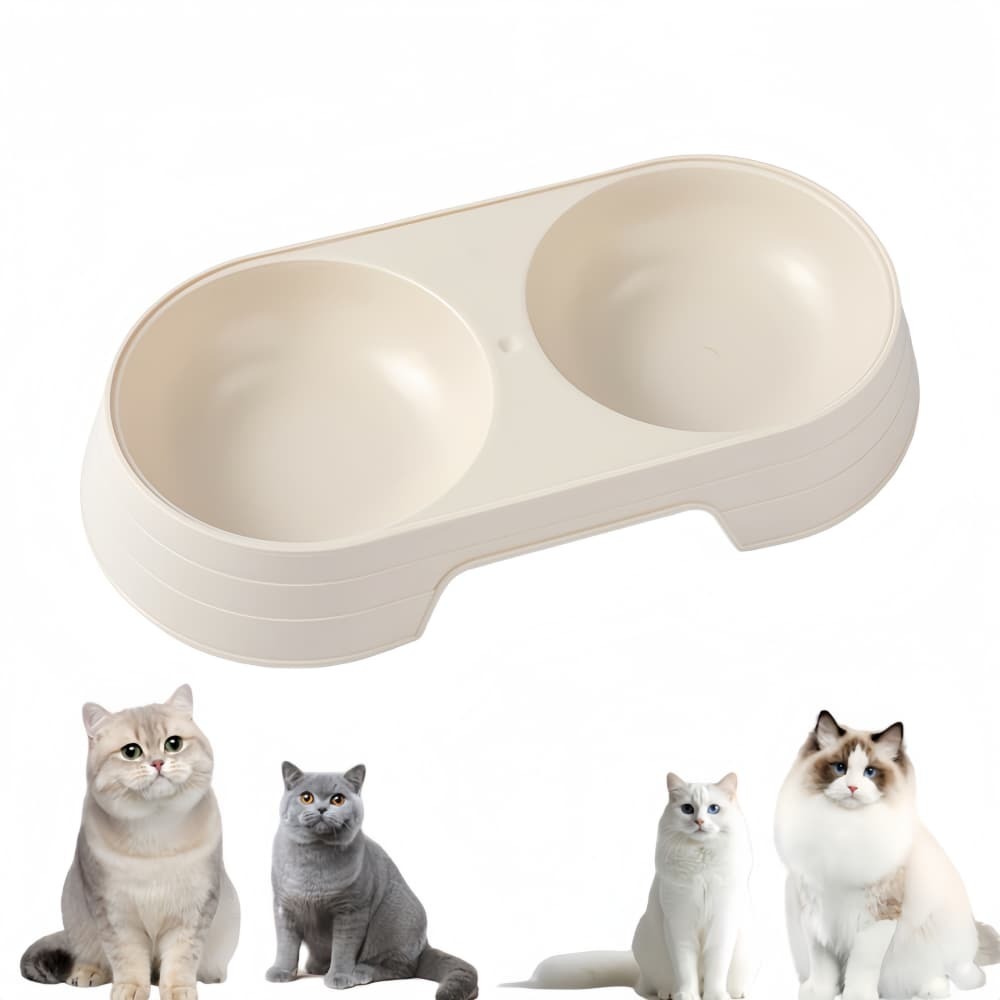 Gamelle double, adaptée aux chats et aux chiens beige