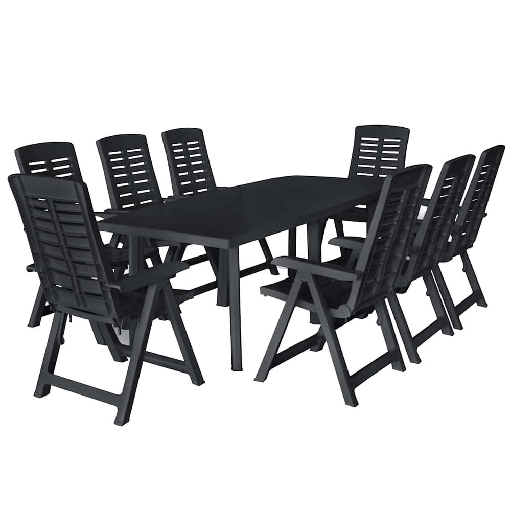 Ensemble à manger d'extérieur 9 pcs plastique anthracite