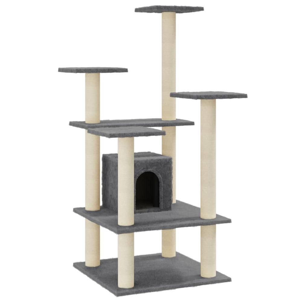 Arbre à chat avec griffoirs en sisal gris foncé 110 cm