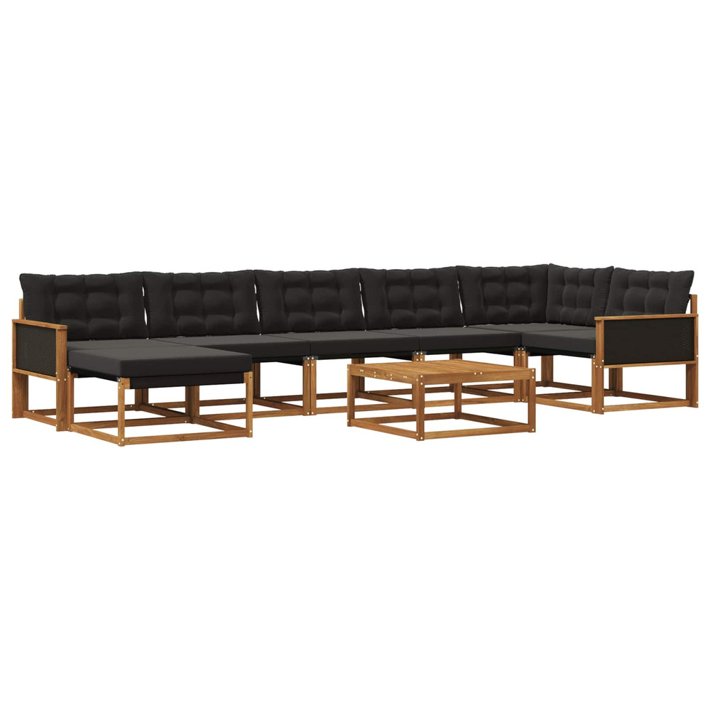 Ensemble de canapés d'extérieur 8 pcs naturel et noir