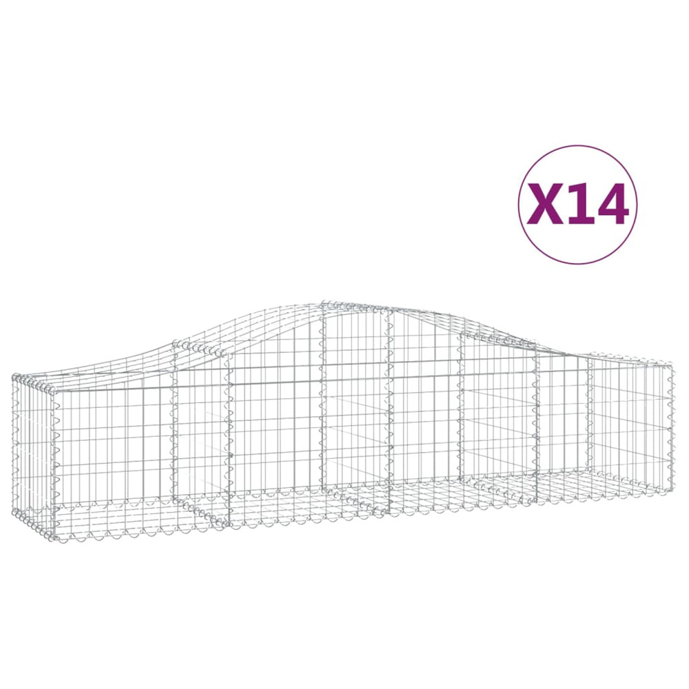 Paniers à gabions arqués 14 pcs 200x50x40/60 cm fer galvanisé