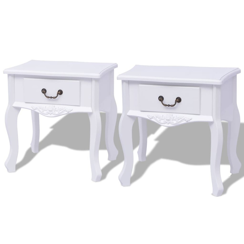 Table de chevet 2 pcs mdf blanc