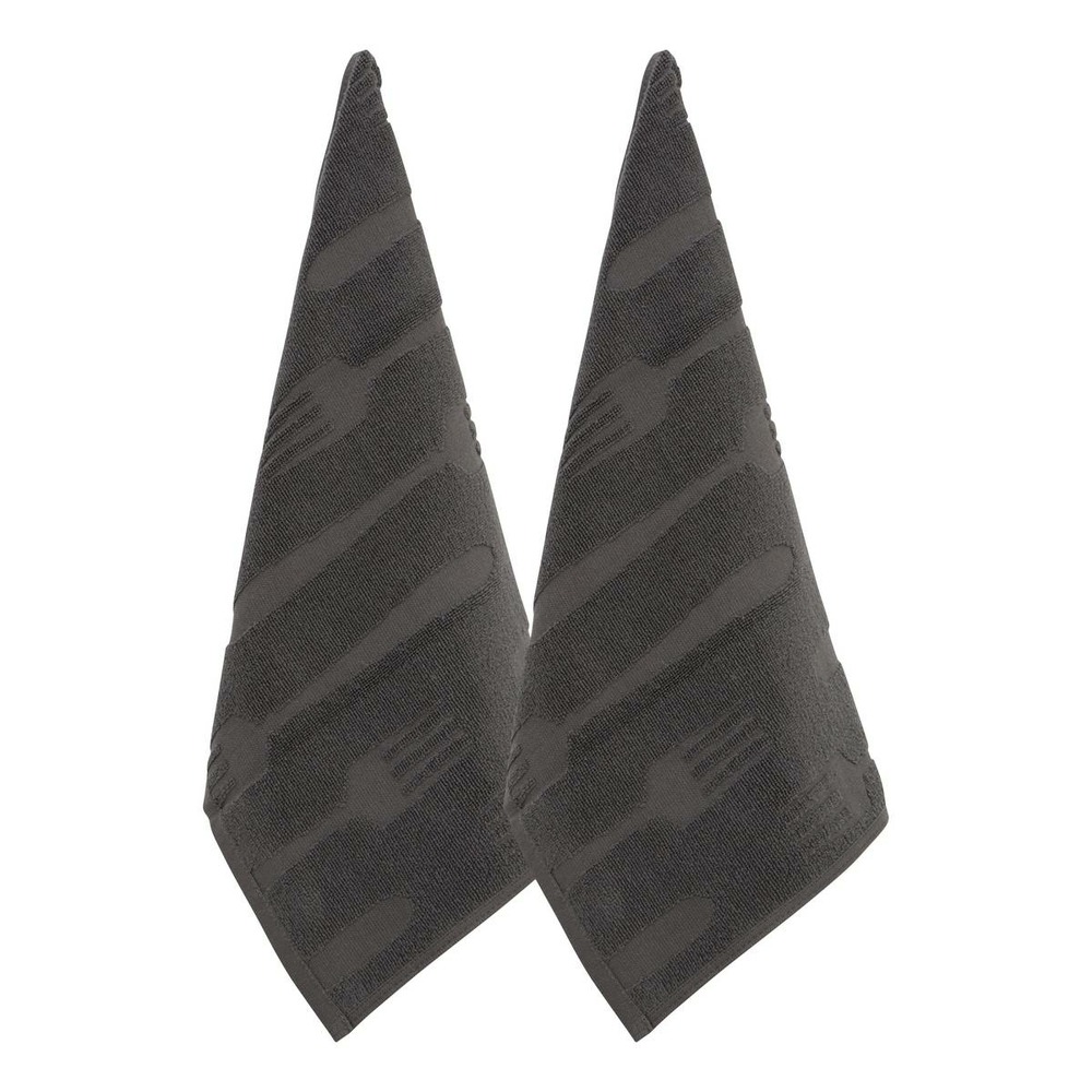 2 torchons terry 70x45cm gris