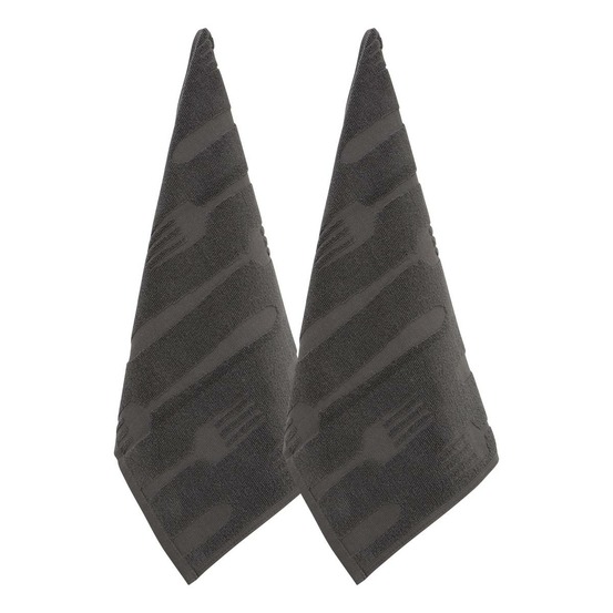 2 torchons terry 70x45cm gris