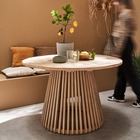 Table à manger ronde en bois d'acacia. 4 places. Intérieur et extérieur