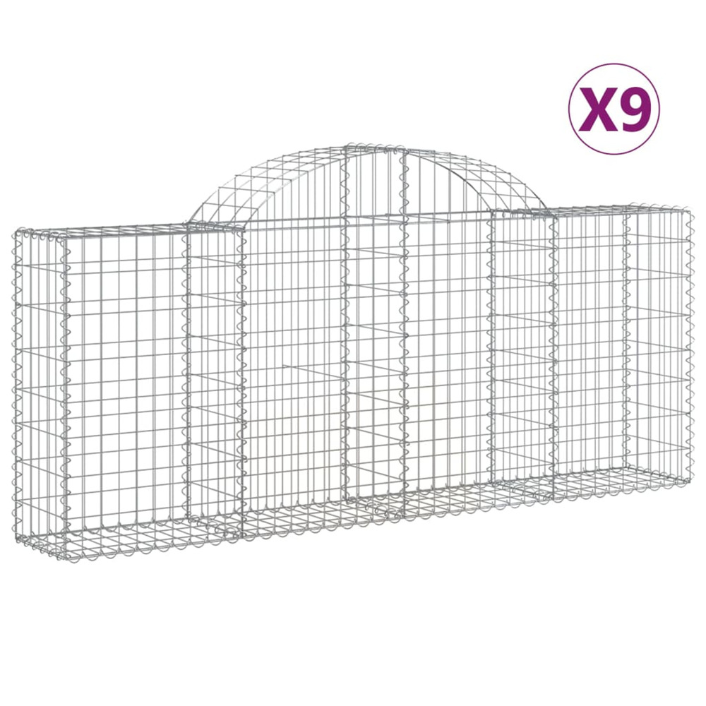 Paniers à gabions arqués 9 pcs 200x30x80/100 cm fer galvanisé
