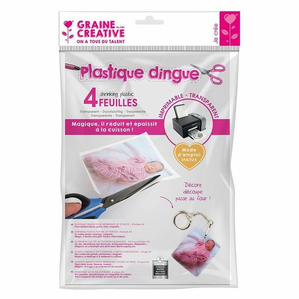 12 feuilles de plastique dingue imprimable a4 - transparent