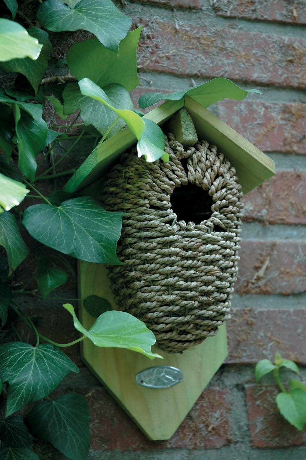 Nichoir - poche en bois et jonc de mer