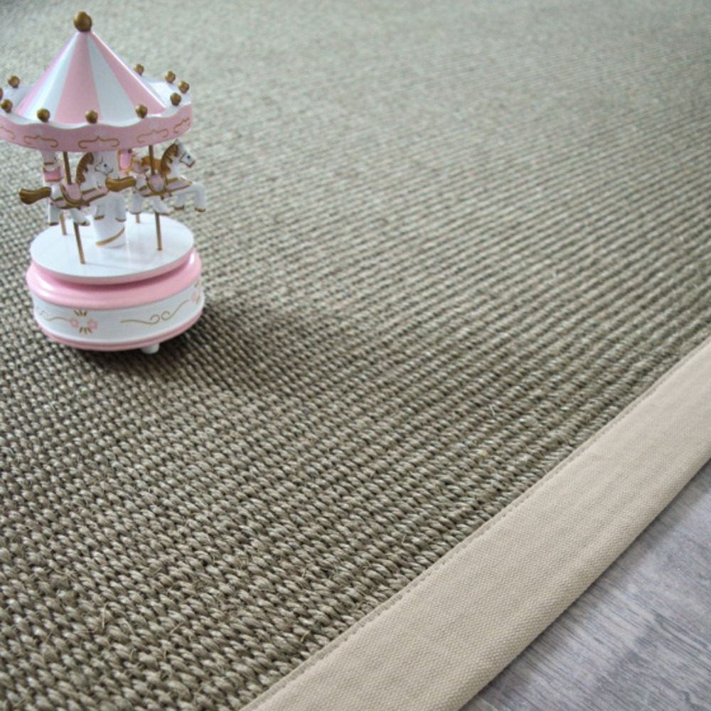 Tapis sisal quintana grège - ganse coton grège - 250 x 350 cm