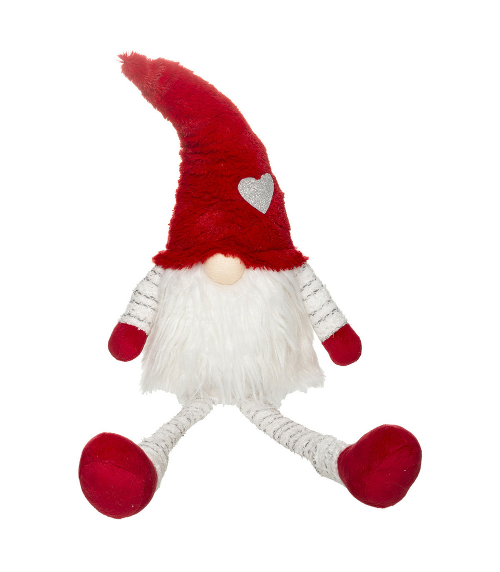 Père noël scandinave assis rouge et blanc h 64 cm