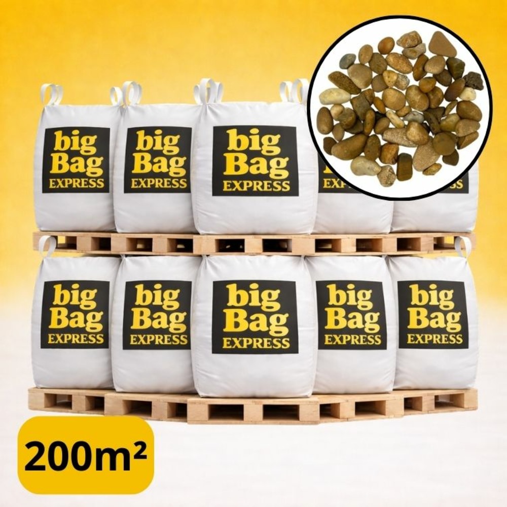 Pack 10 x big bag de +/- 1,5t ≃ 200m² galet ou gravier roulé jaune caramel ø 8/16 mm - livraison premium