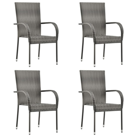 Ensemble à manger de jardin 5 pcs gris