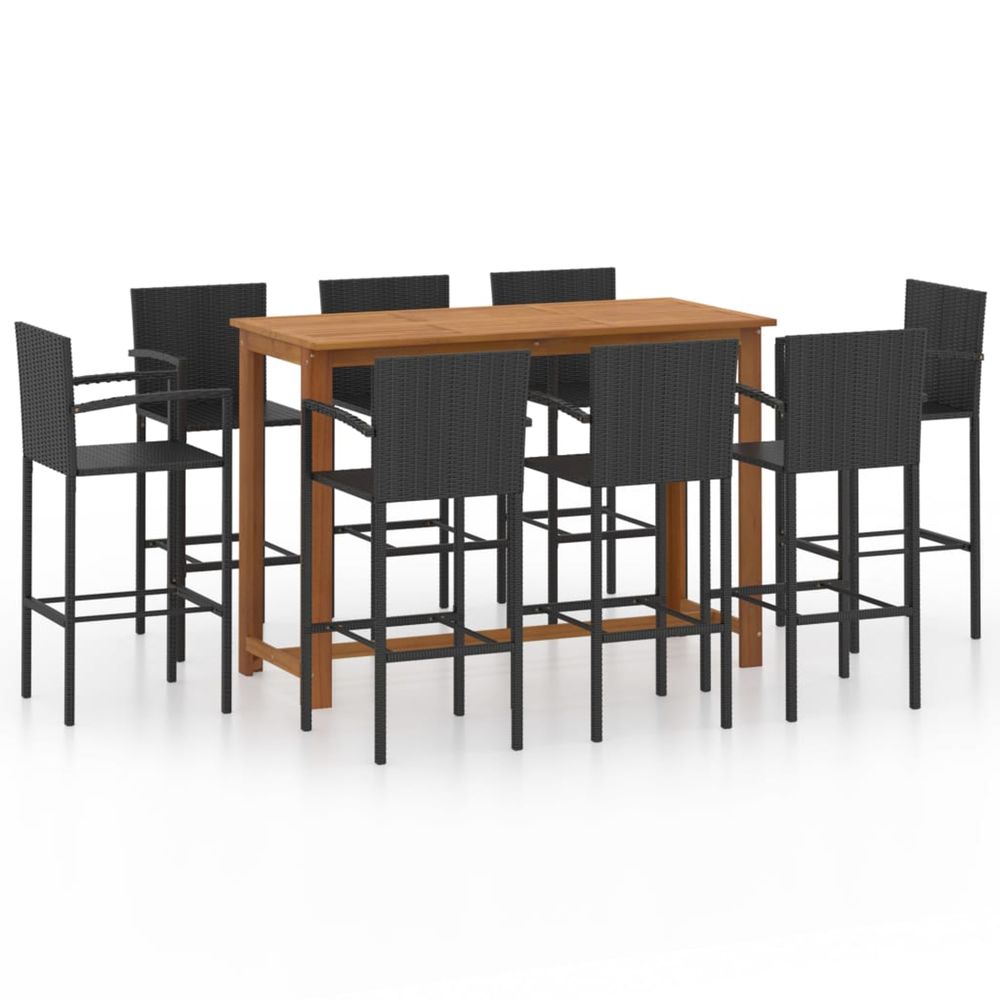 Ensemble de bar de jardin 9 pcs noir