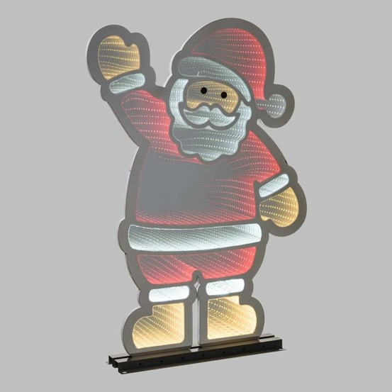 Père noël miroir infini h74 cm, led multicolore lotti