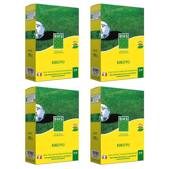 Gazon kikuyu bhs , 100m² , 4 boites de 300grs - 1.2 kgs