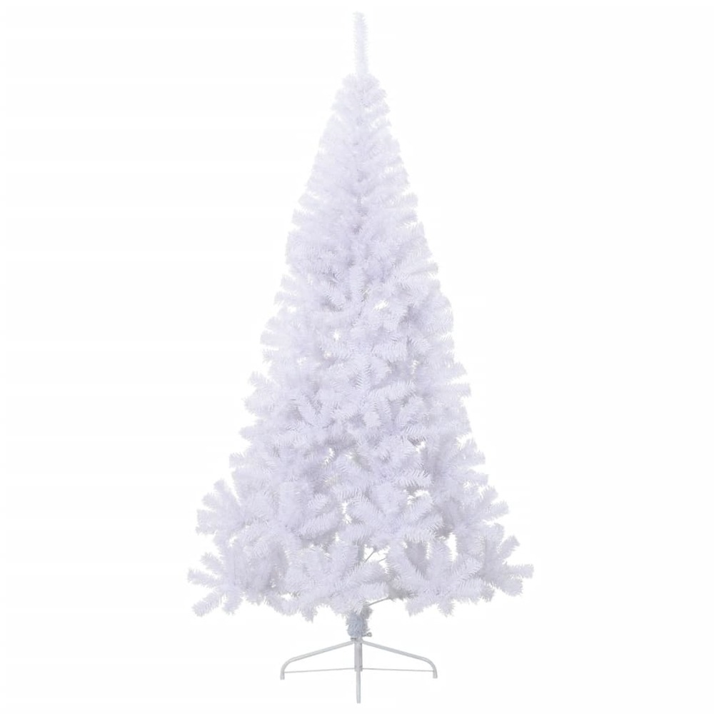 Sapin de noël artificiel moitié avec support blanc 210 cm pvc
