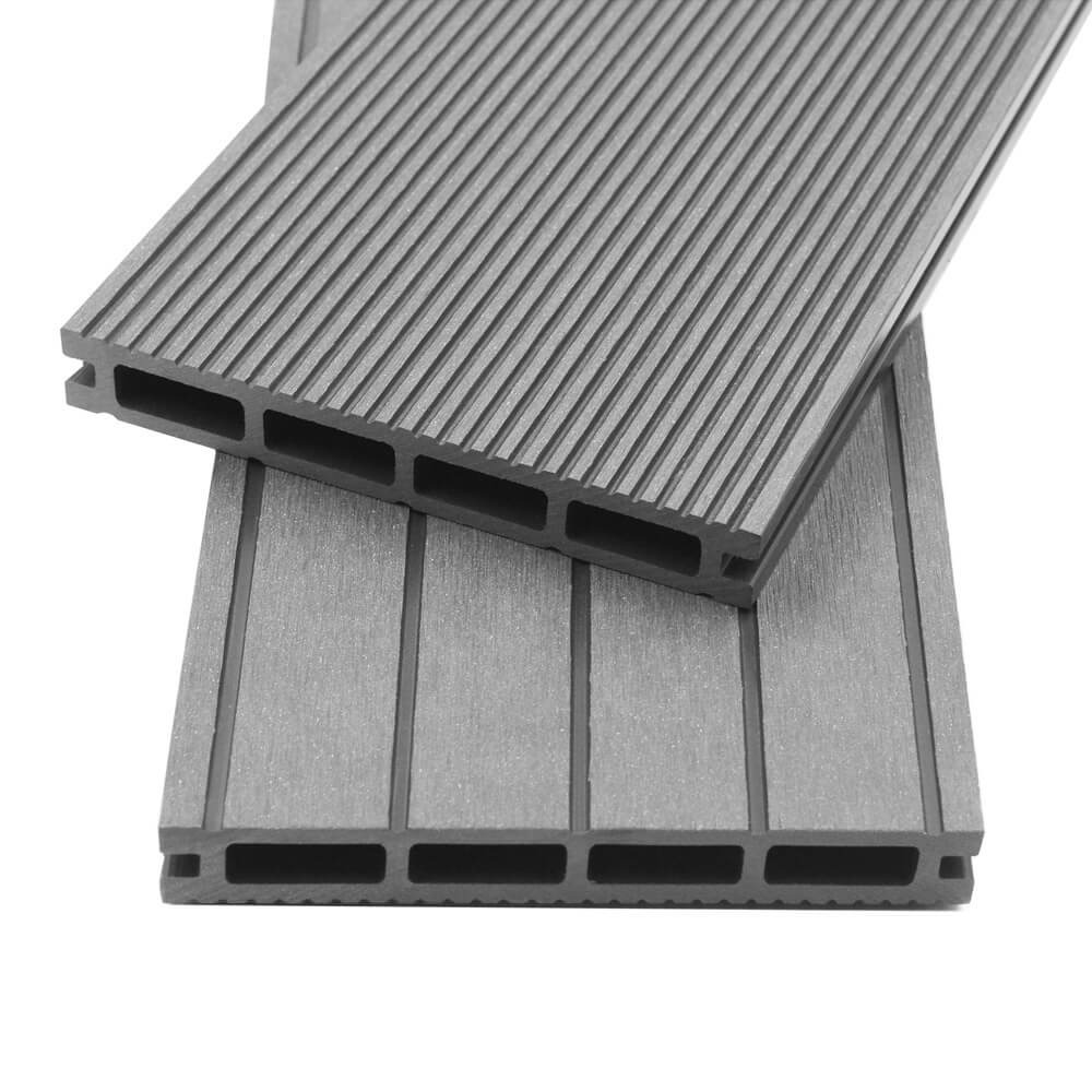 Home deluxe - planche de terrasse wpc samana - gris clair, 20m² - sous-construction et accessoires complets inclus i sol de terrasse