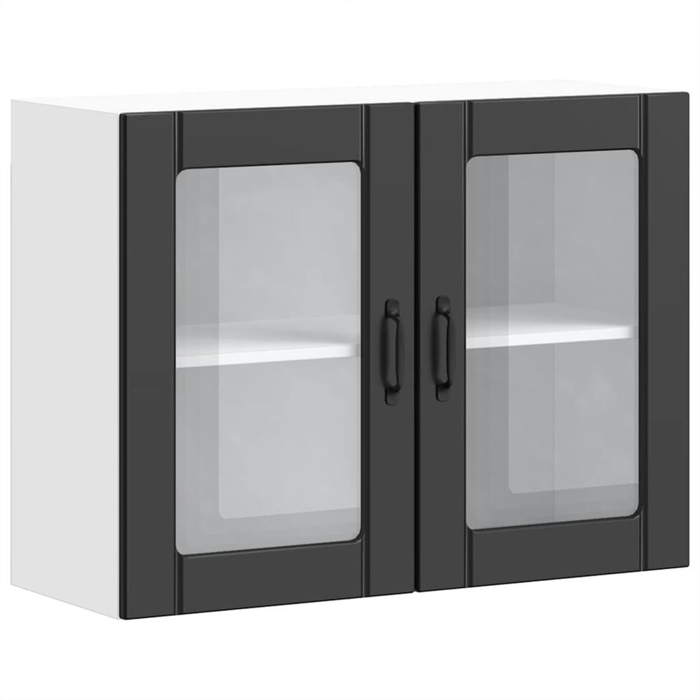 Armoire murale de cuisine avec porte en verre lucca noir