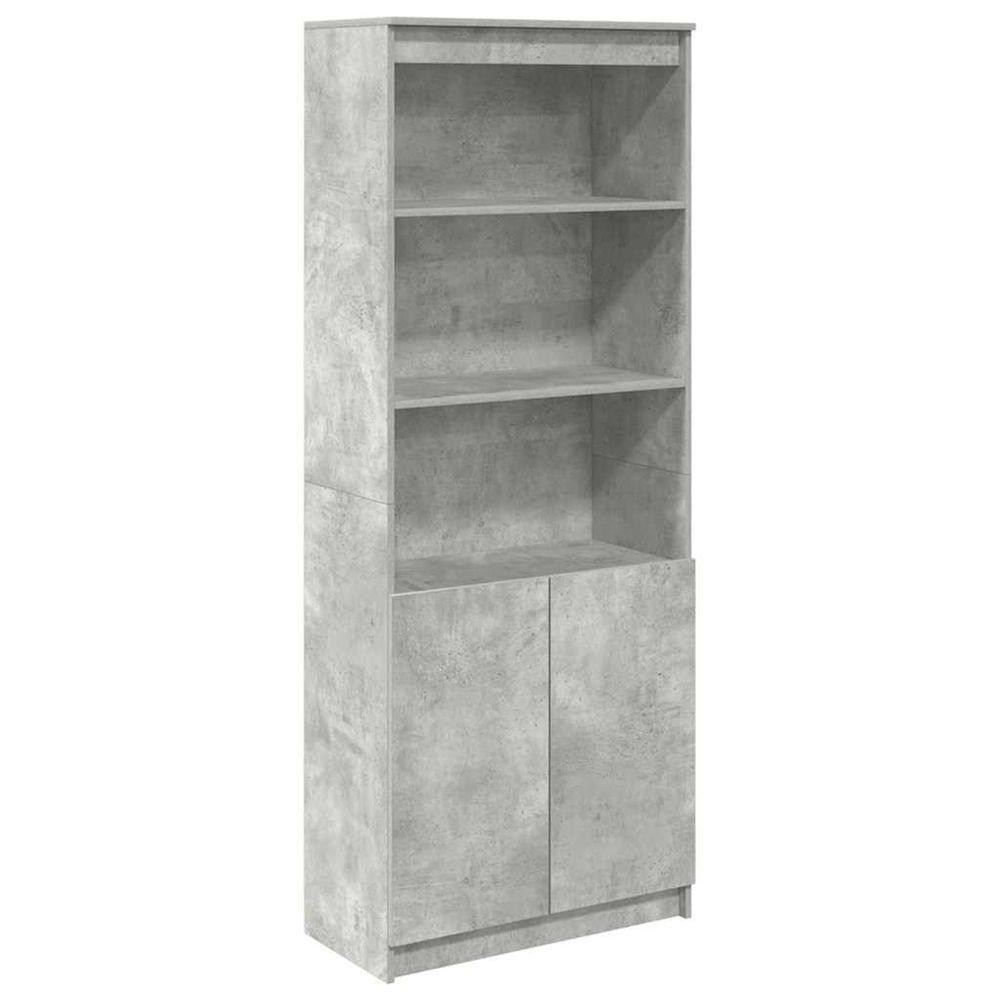 Buffet haut gris béton 70x35x180 cm bois d'ingénierie