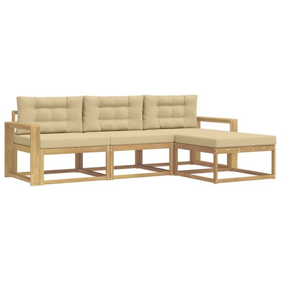 Ensemble de canapés d'extérieur 4 pc blanc et beige polyester