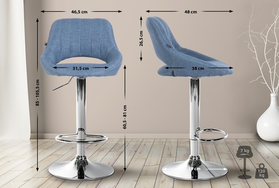 Tabouret de bar milet tissu chromé