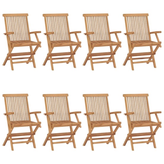 Chaises de jardin avec coussins bleu clair lot de 8 teck massif