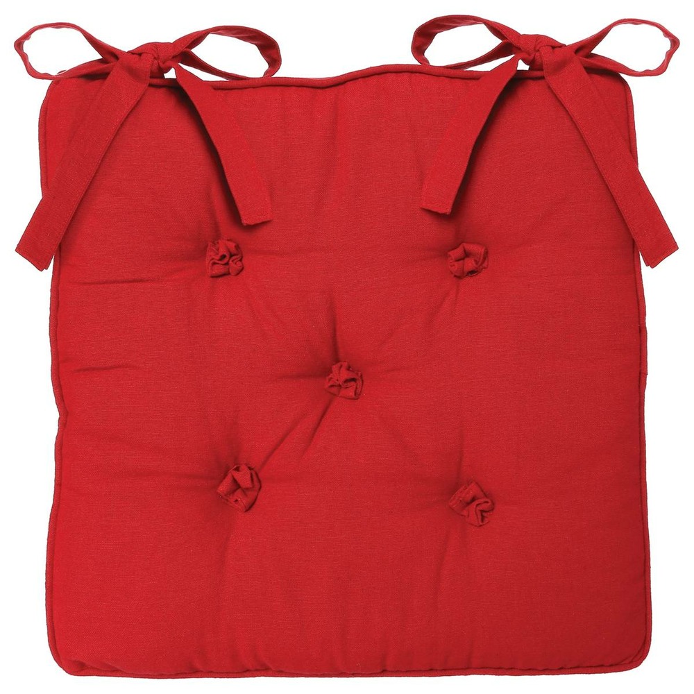 Galette de chaise coton - rouge - 40x40 cm