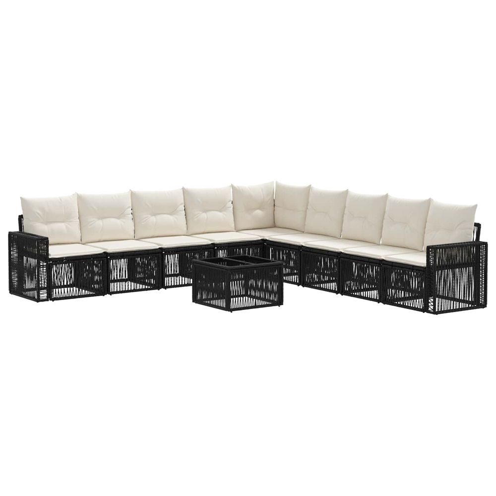 Ensemble de canapé de jardin 10 pc noir et blanc crème