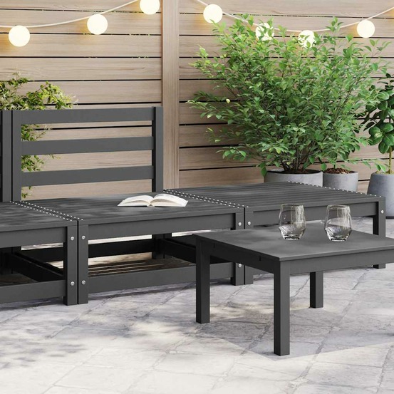 Salon de jardin 2 pcs gris bois de pin massif