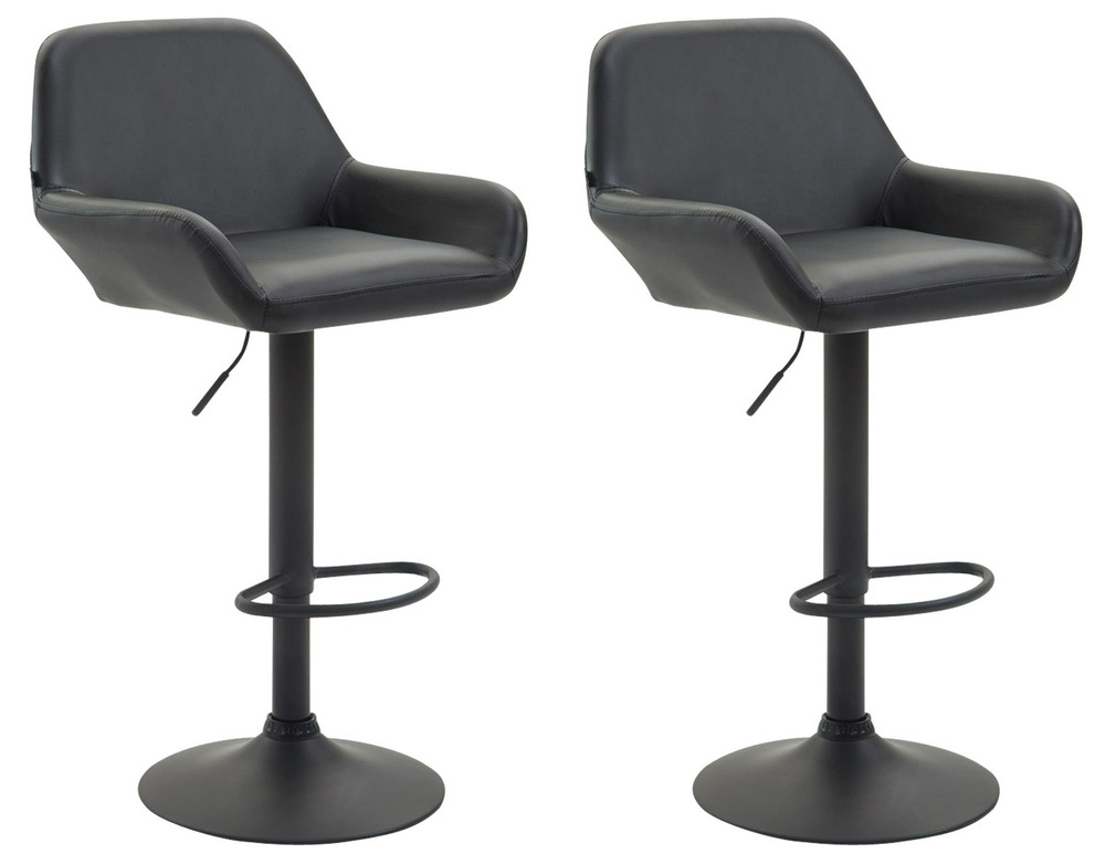 Lot de 2 tabourets de bar braga simili cuir noir