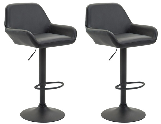 Lot de 2 tabourets de bar braga simili cuir noir