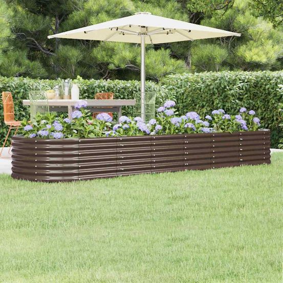 Potager surélevée acier galvanisé jardin marron 296x80x36 cm