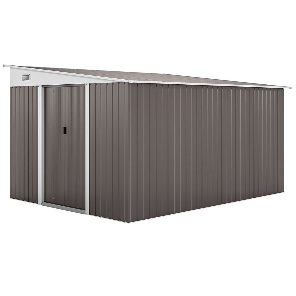 Abri de jardin acier galvanisé gris 280 x 345 cm double porte coulissante - comfortxl outdoor living