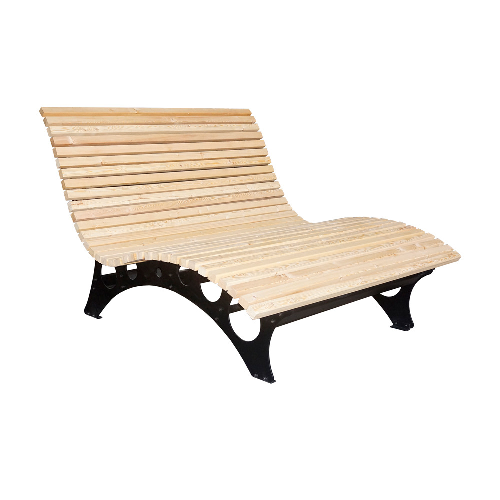 Home deluxe - chaise longue en bois ondulé taiga - bois de mélèze, acier, 30 lattes incluses - 148 x 105 x 152 cm i waldofa