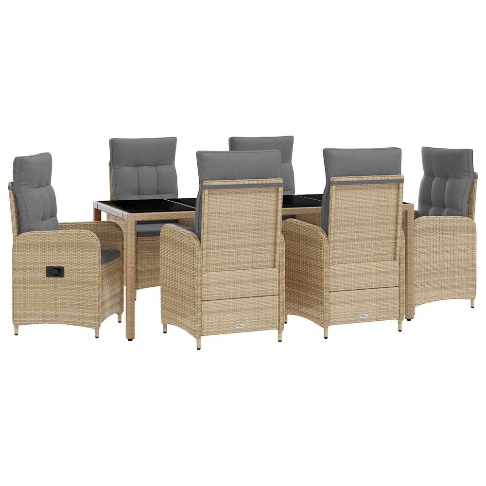 Ensemble de repas extérieur 7 pc beige et gris clair polyrotin