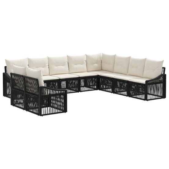 Ensemble de canapé de jardin 10 pc noir polyrotin