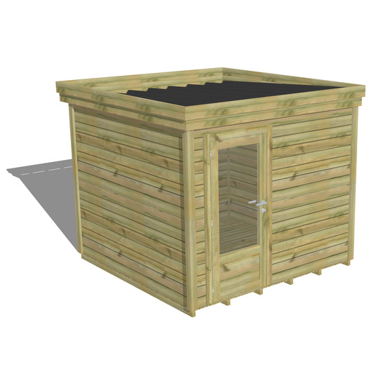 Abri de jardin bois pin traité autoclave 27mm - 2,64x2,64m / 7m2 - bac acier - plancher bois