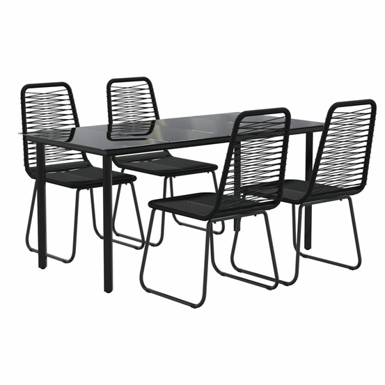 Ensemble de salle à manger de jardin meuble extérieur 5 pièces noir