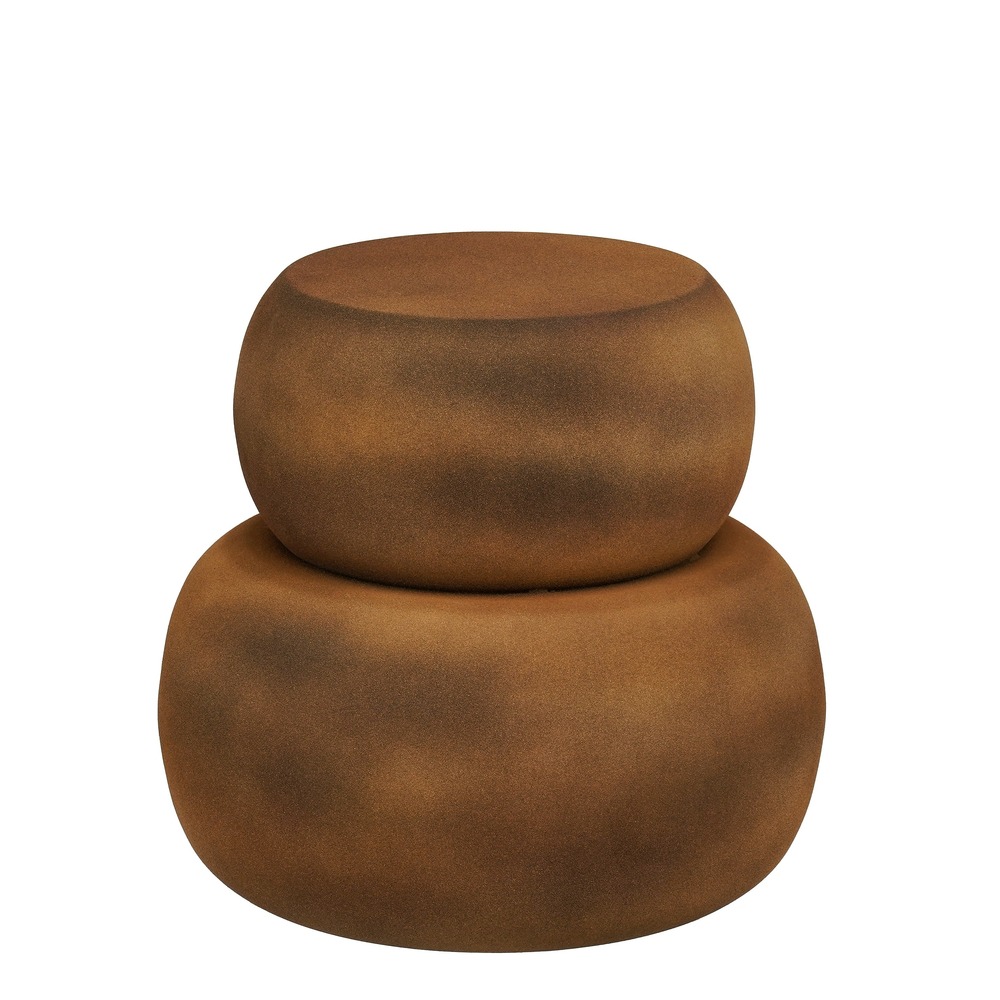 Mica decorations zea table basse ronde – meuble – métal mdf velours – 37 x 43 cm – marron antique