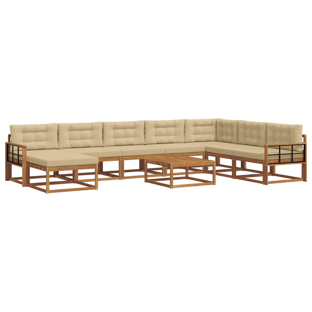 Ensemble de canapés d'extérieur 9 pcs naturel et beige