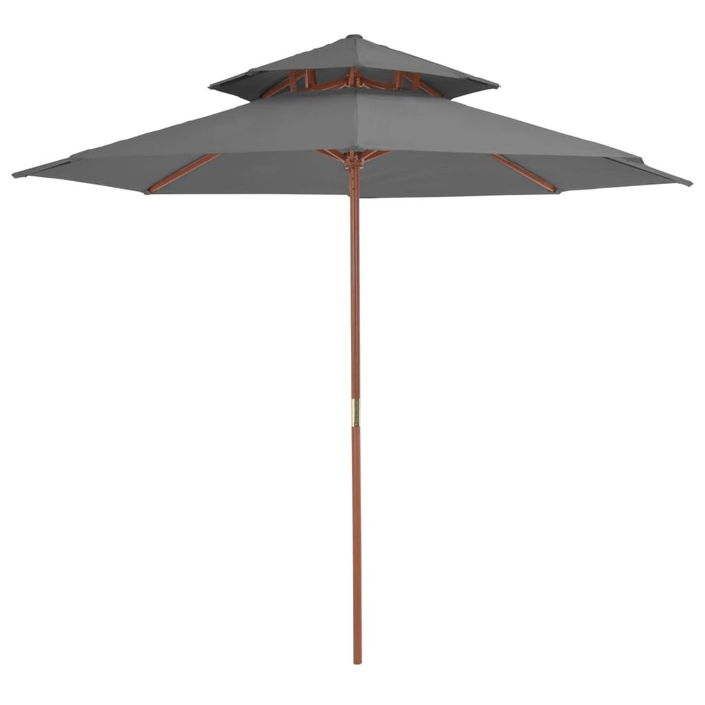 PARASOL DOUBLE AVEC MAT EN BOI-(868025)